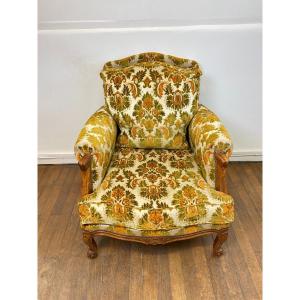 Armchair - Green And Yellow Bergère 60s