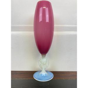 Large Pink Art Deco Opaline Vase