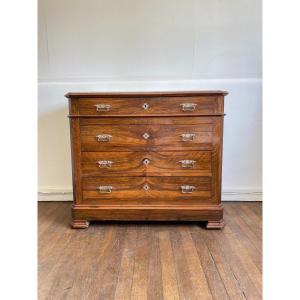 Louis-philippe Style Walnut And Burl Chest Of Drawers - 19th Century 