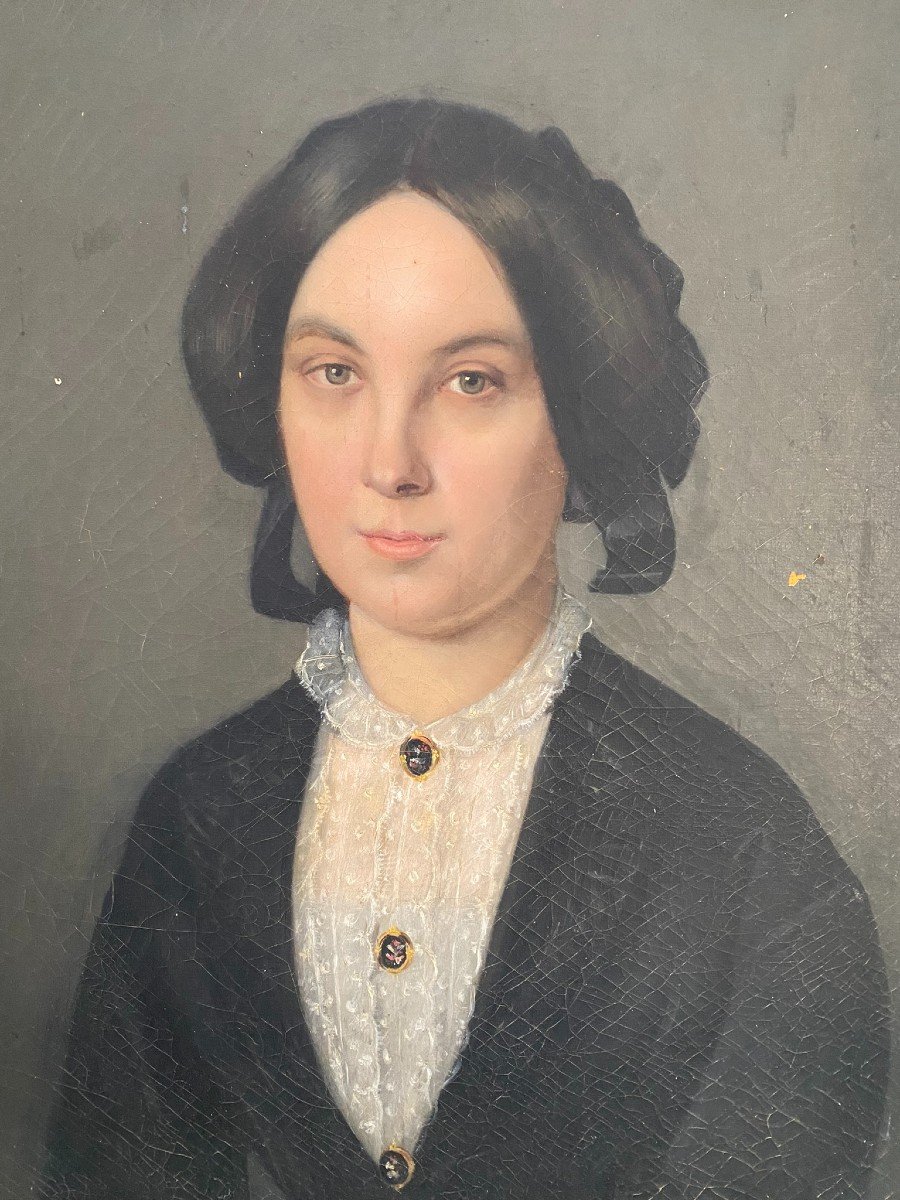 Portrait Of A Woman 19th Century School-photo-2