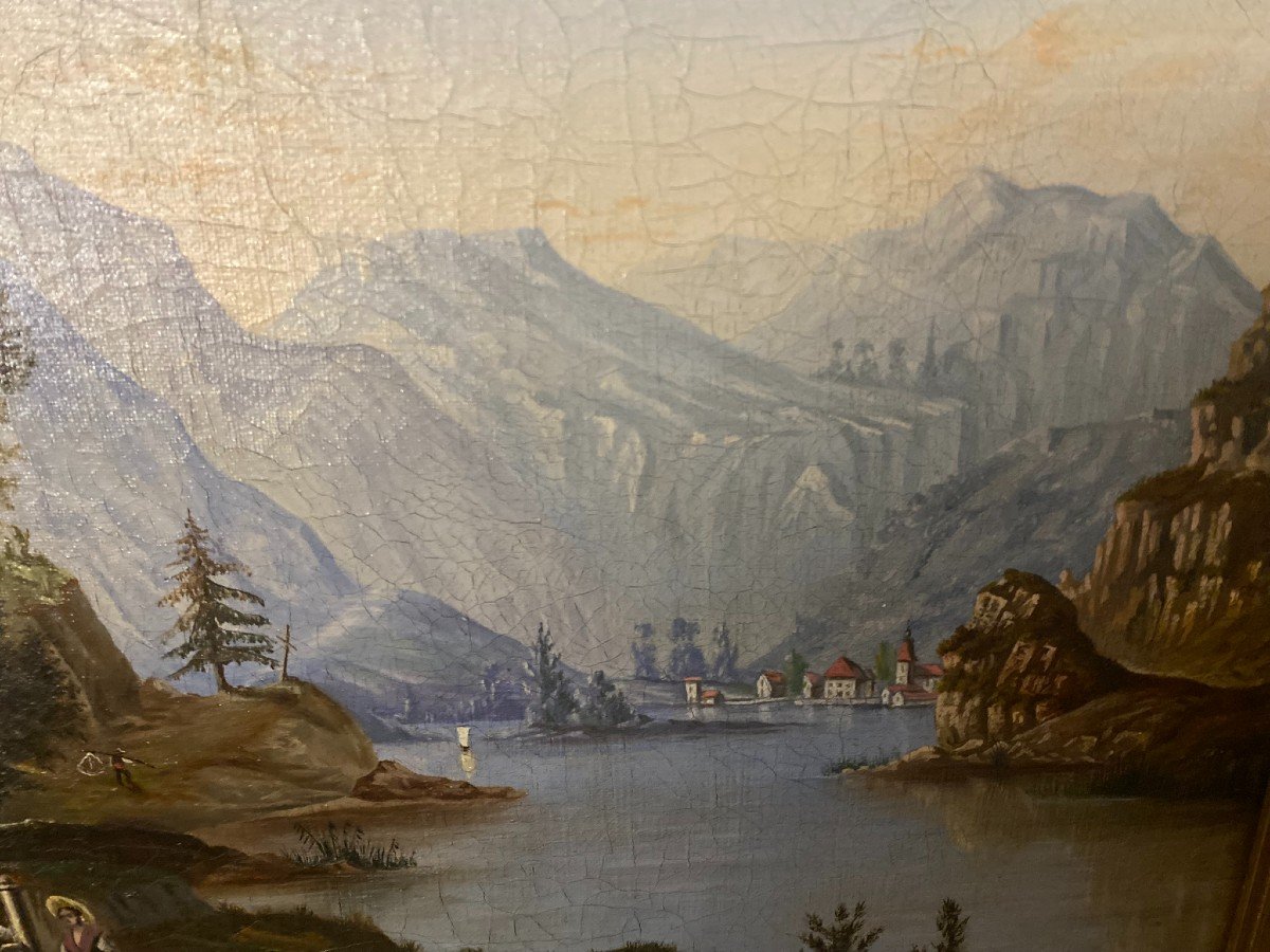 Pair Of Landscapes, Swiss School, 19th Century-photo-4