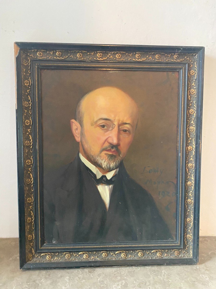 Portrait d'Homme école Russe De 1920-photo-2