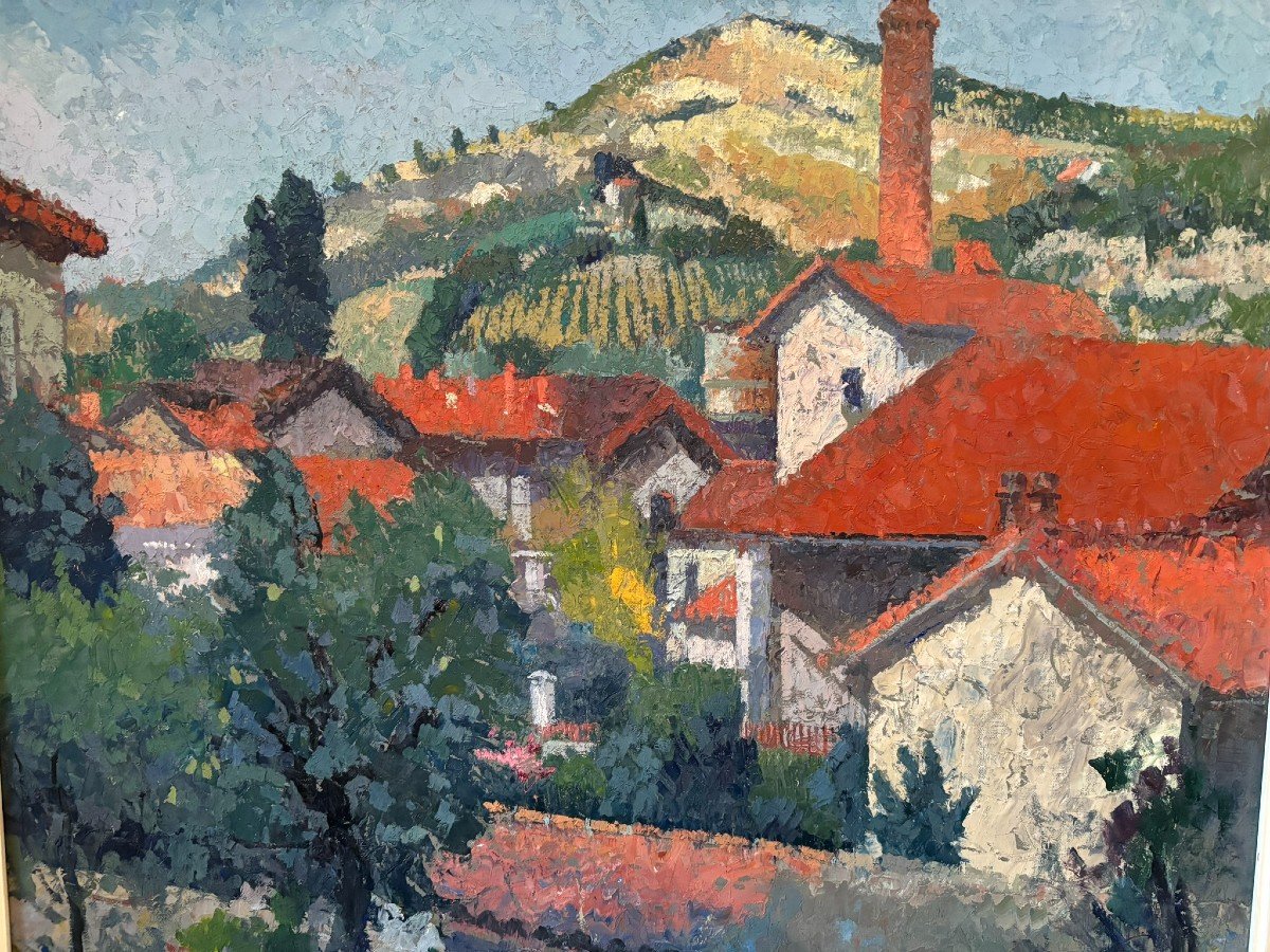 Village In The Aude Signed René Fontaine (1896-1952)-photo-3