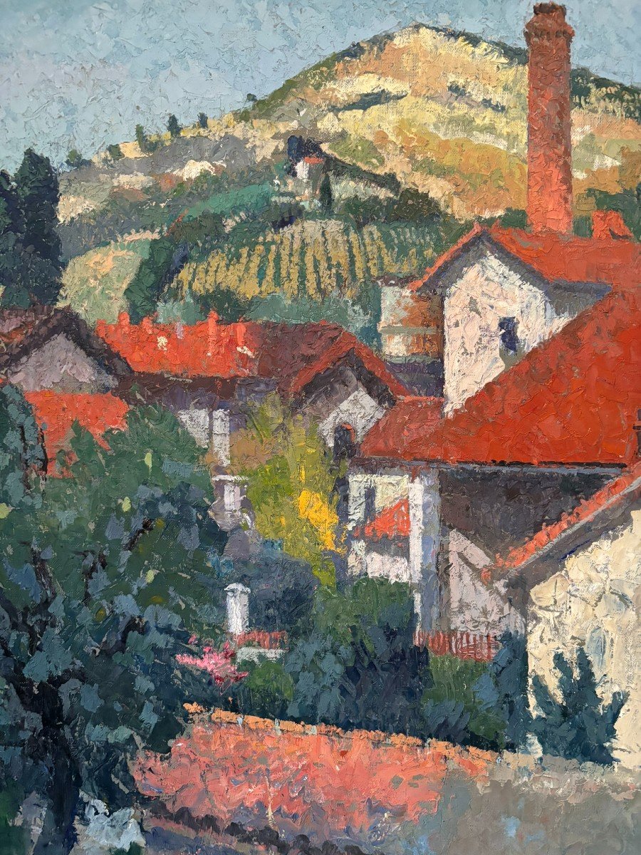 Village In The Aude Signed René Fontaine (1896-1952)-photo-4