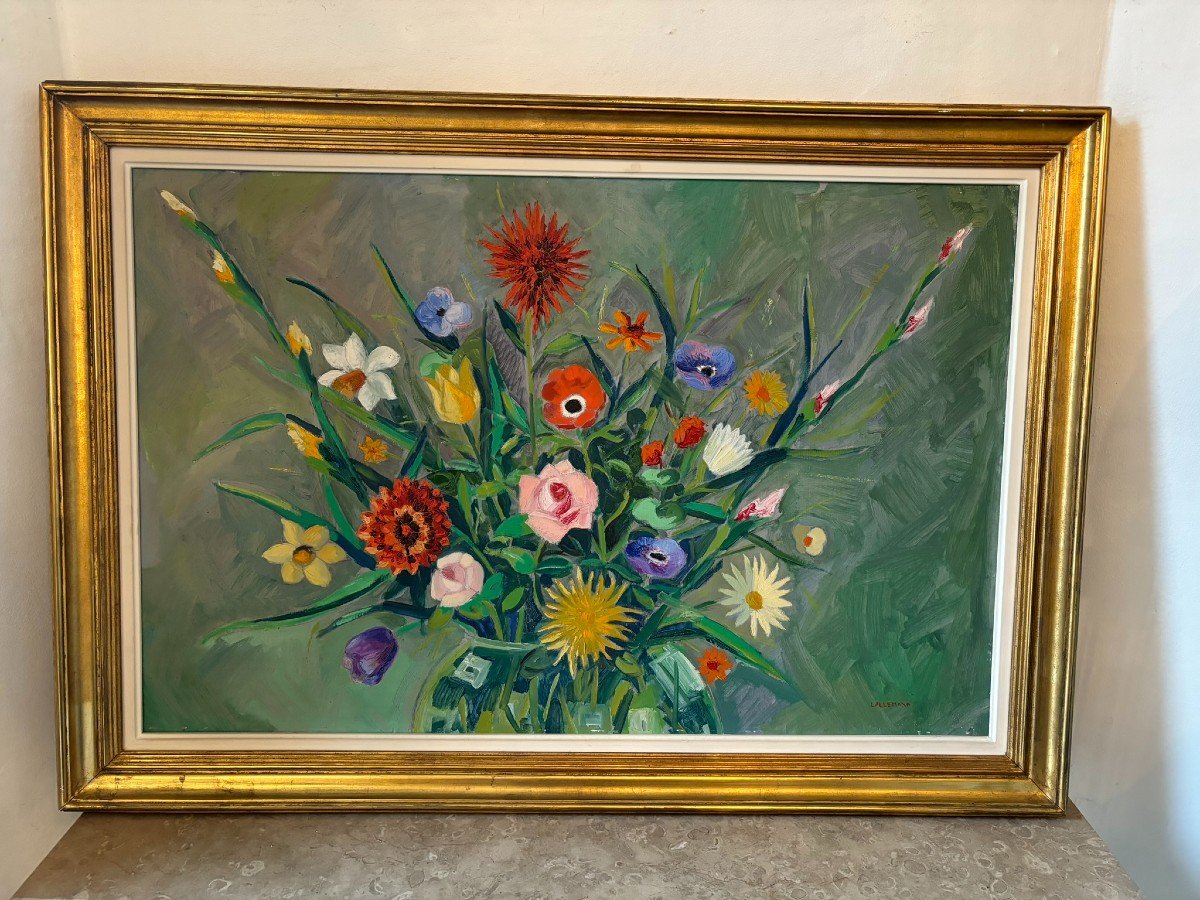 Bouquet Of Flowers Signed Lallemand-photo-2