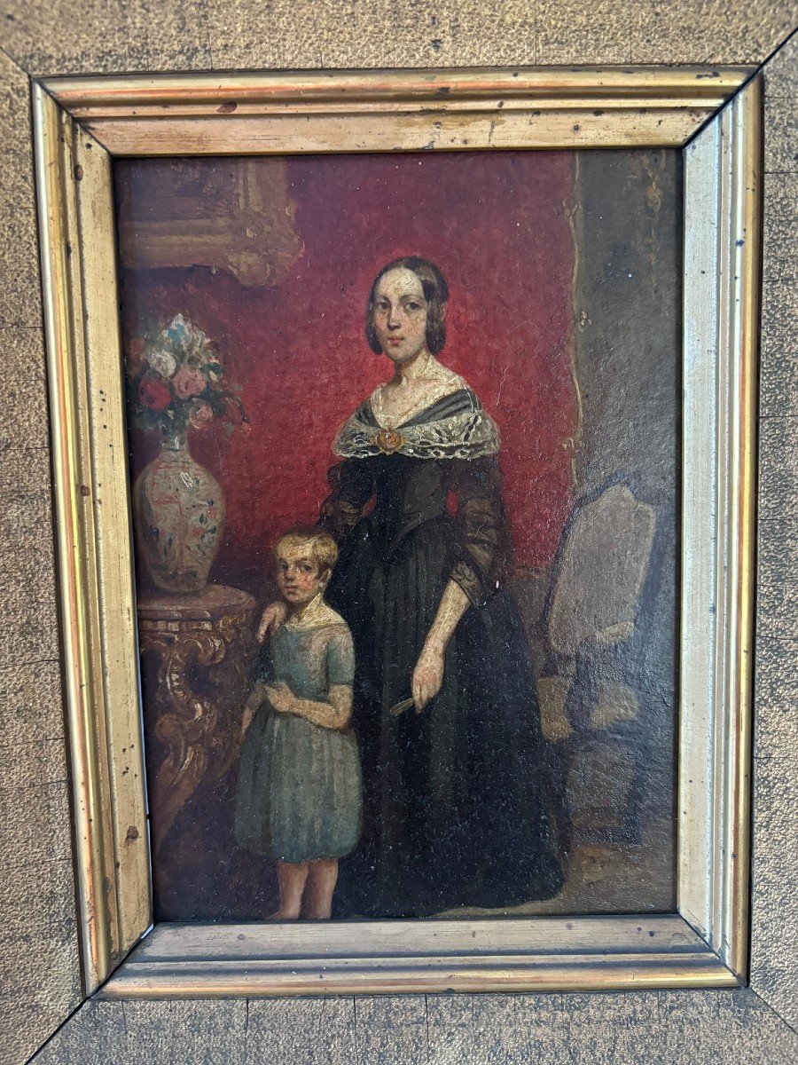 Portrait Of Mother And Child, 19th Century-photo-3