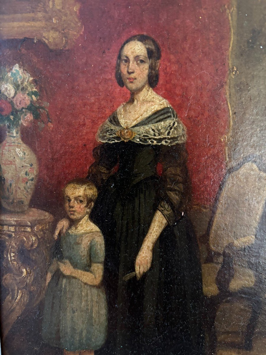 Portrait Of Mother And Child, 19th Century-photo-4