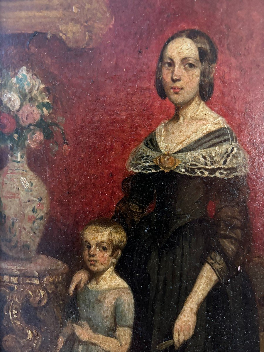 Portrait Of Mother And Child, 19th Century-photo-4