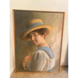 Portrait Of A Woman Signed Ingelrans 1918