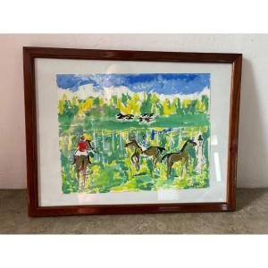 Gouache Of Horses Signed Endzel