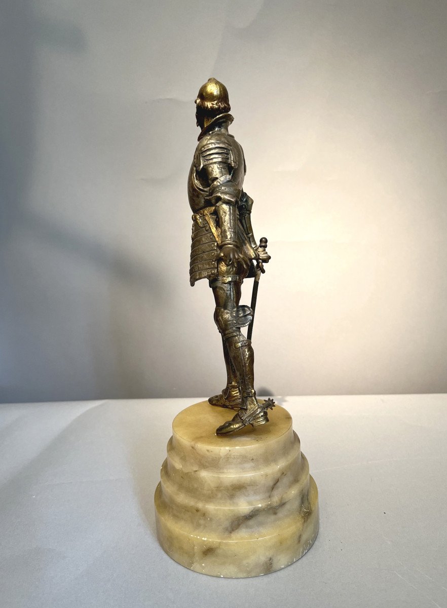 Statuette De Don Quichotte En Bronze Et Albâtre, Espagne, Vers 1900-photo-1