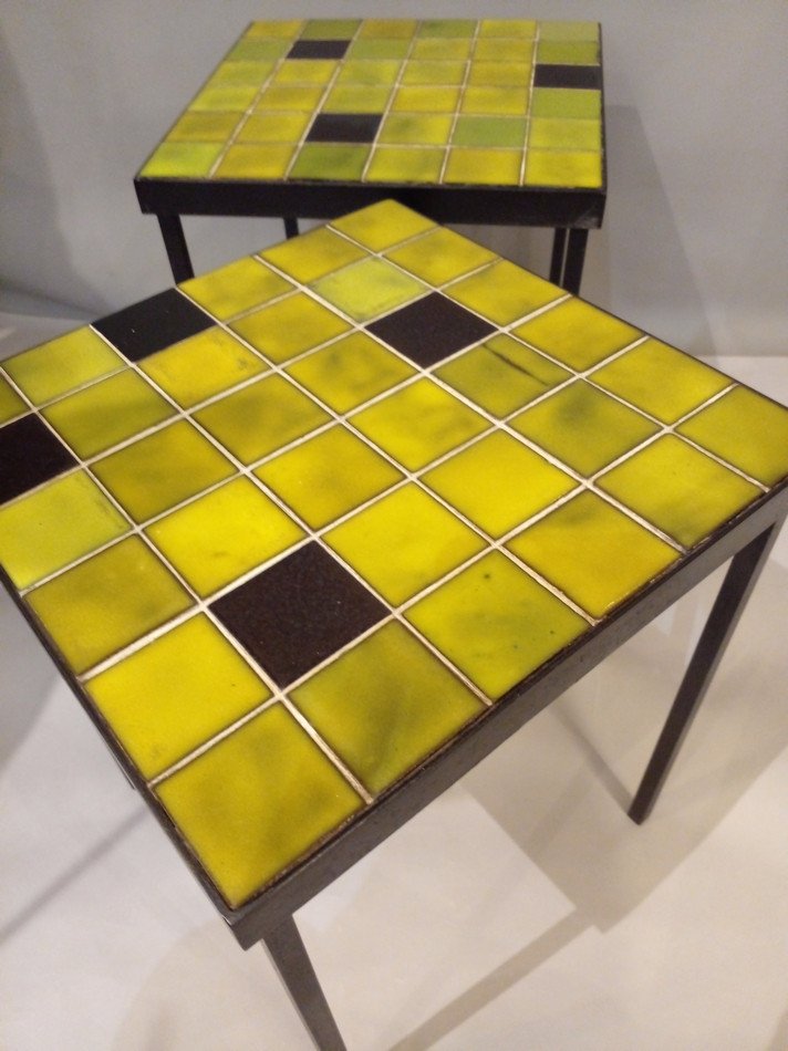 Three Glazed Ceramic Side Tables By Mado Jolain And René Legrand, France, Circa 1960-photo-2