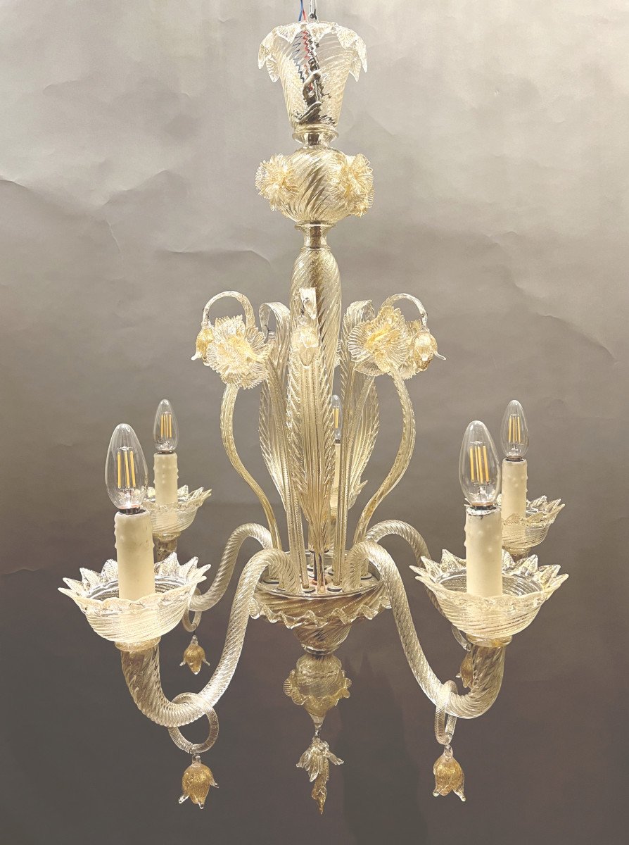 Pair Of Glass Chandeliers Murano, Italy, Circa 1970-photo-2