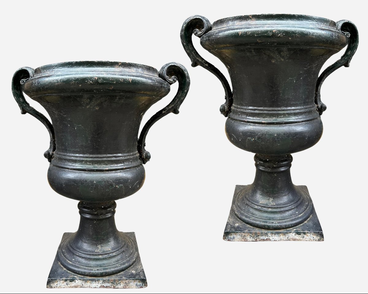 Pair Of Large Directoire-period Cast-iron Garden Vases France, 1795 / 1799