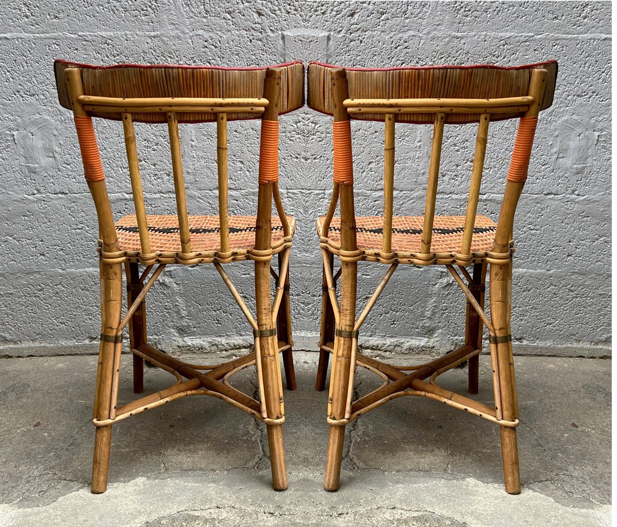 Paire De Chaises En Rotin Tressé, France, Vers 1920-photo-4