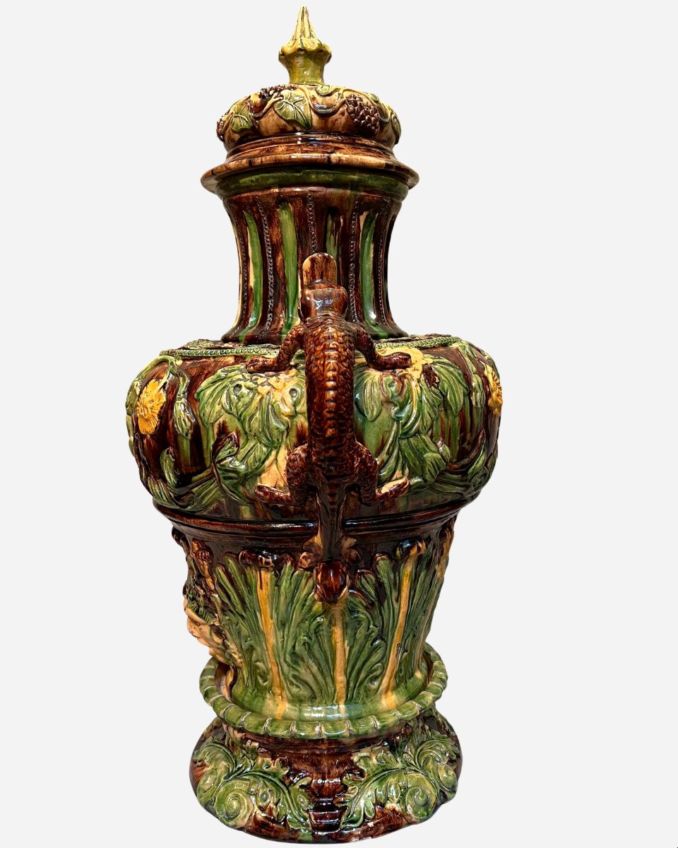 Large Glazed Terracotta Wine Fountain, Spain Or Portugal, Circa 1900-photo-3