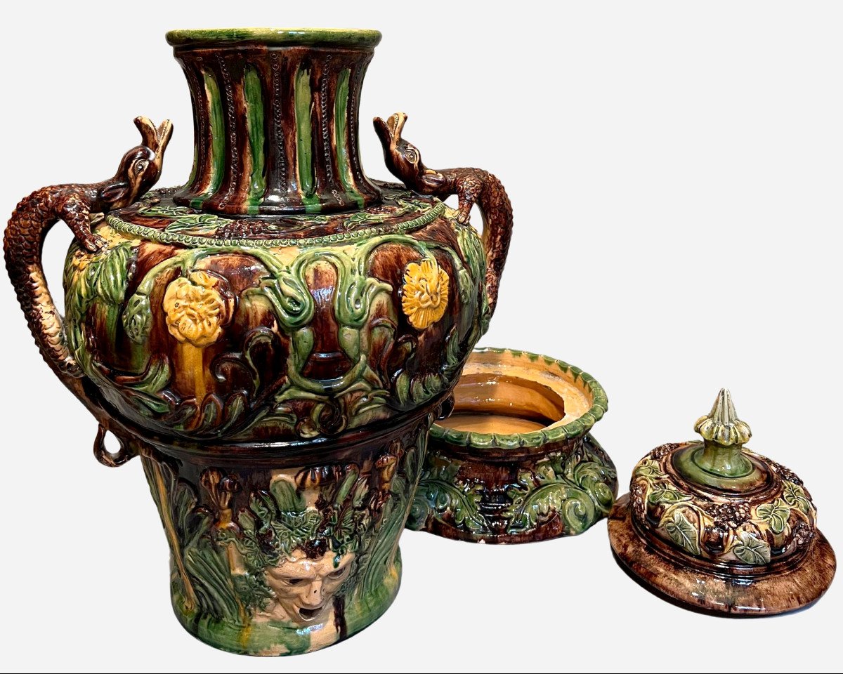 Large Glazed Terracotta Wine Fountain, Spain Or Portugal, Circa 1900-photo-4