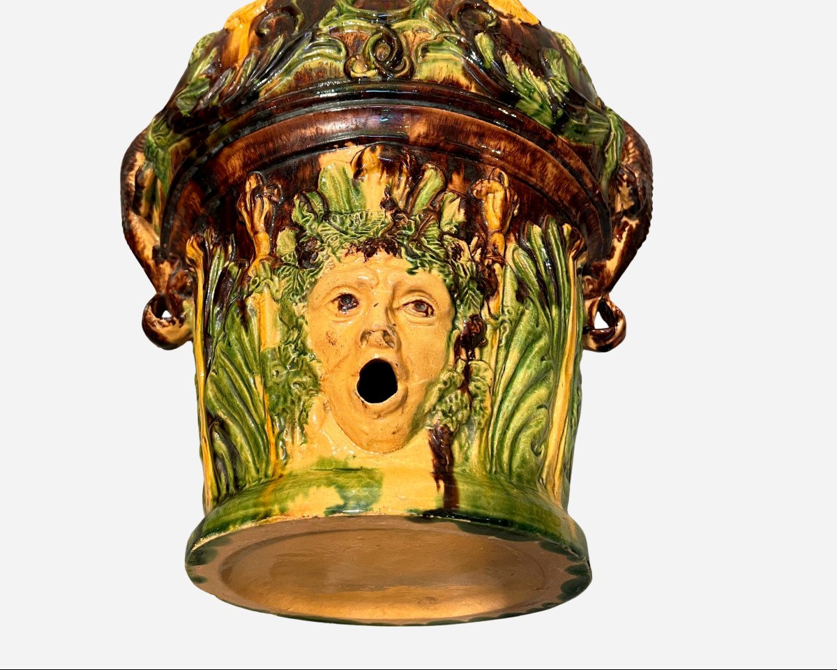 Large Glazed Terracotta Wine Fountain, Spain Or Portugal, Circa 1900-photo-2