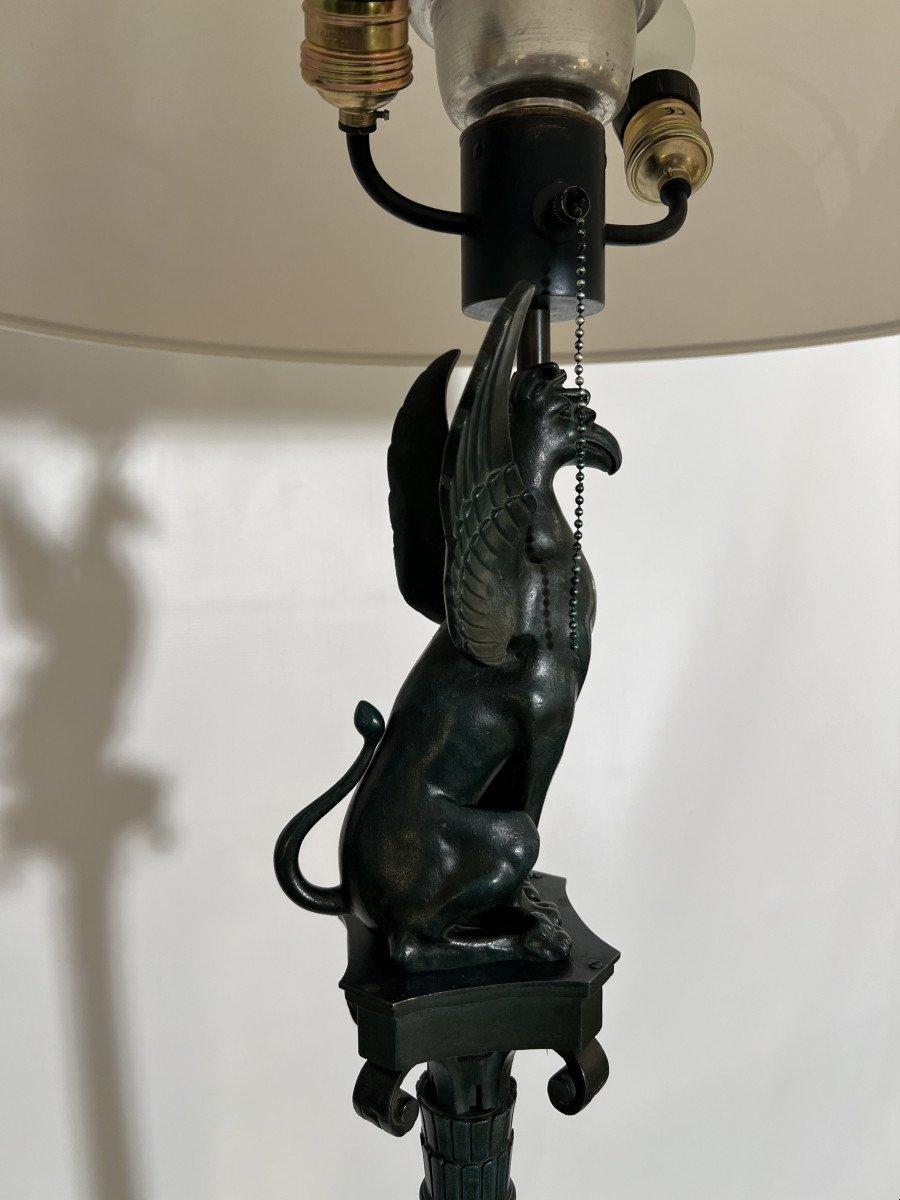 Rare Bronze Floor Lamp In Neoclassical Style, Paris, France, Circa 1880-photo-4