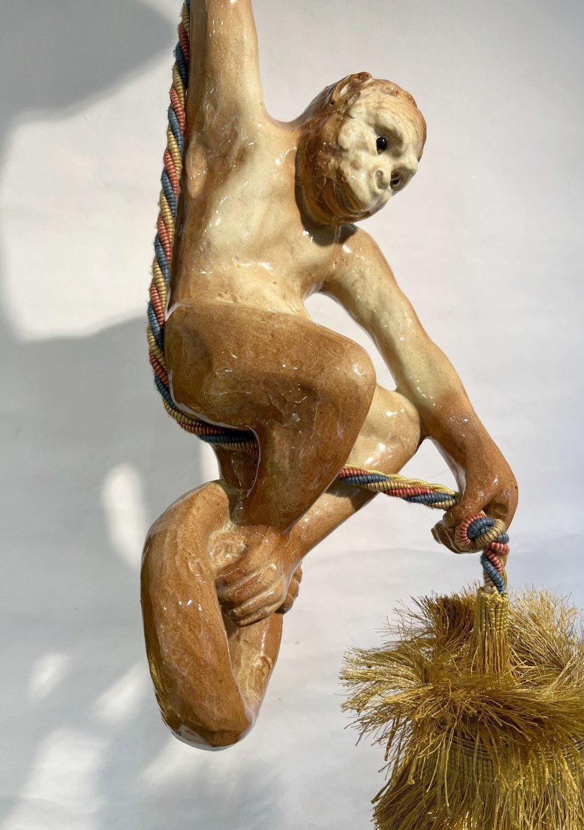 Suspension « Singe » En Terre Cuite émaillée, France, Vers 1930-photo-2