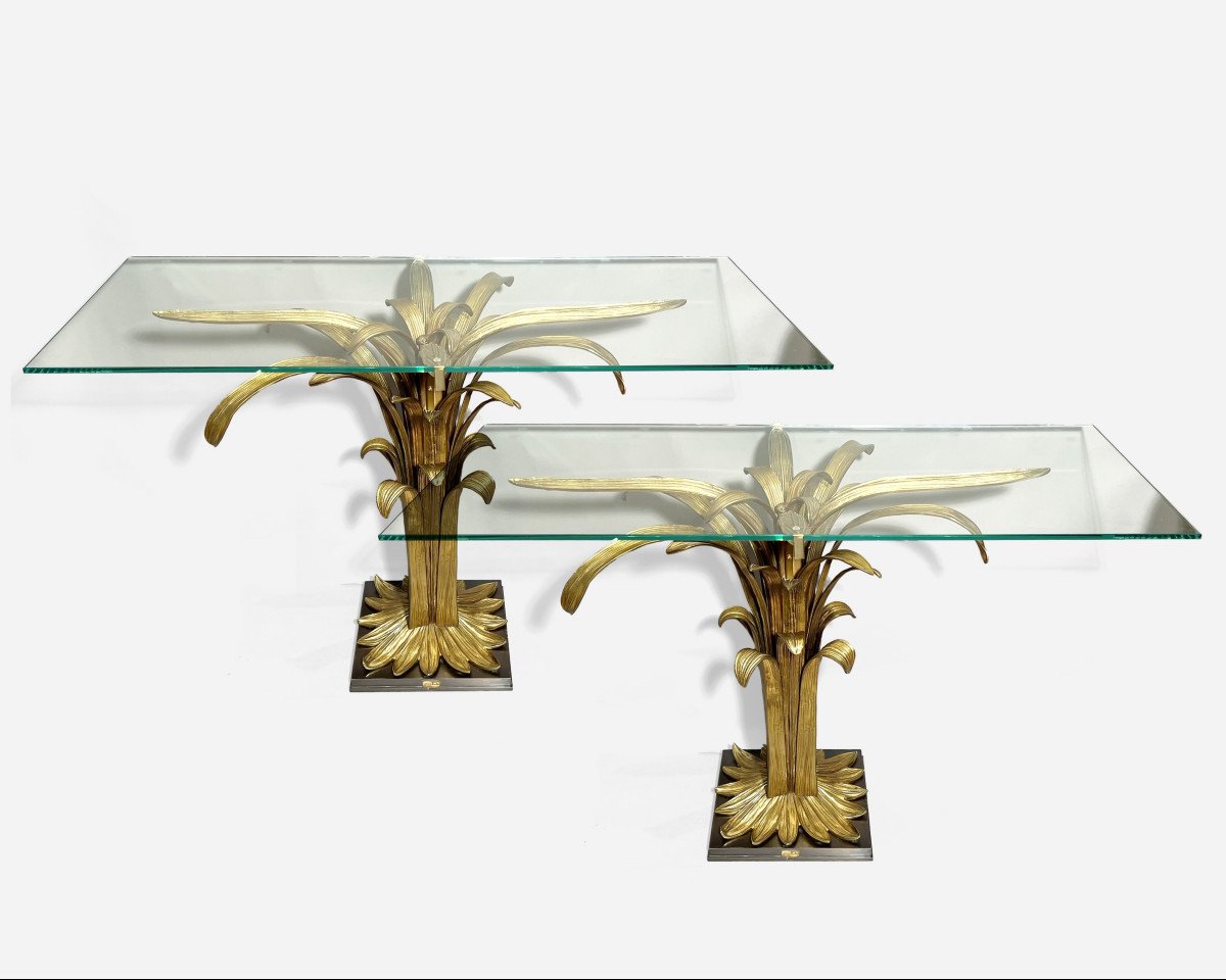 Pair Of “feuille D’eau” Consoles, By Chrystiane Charles, Maison Charles, France, Circa 1970