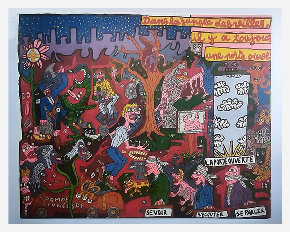 Grande Affiche Entoilée, Par Robert Combas, Paris, France, 1986