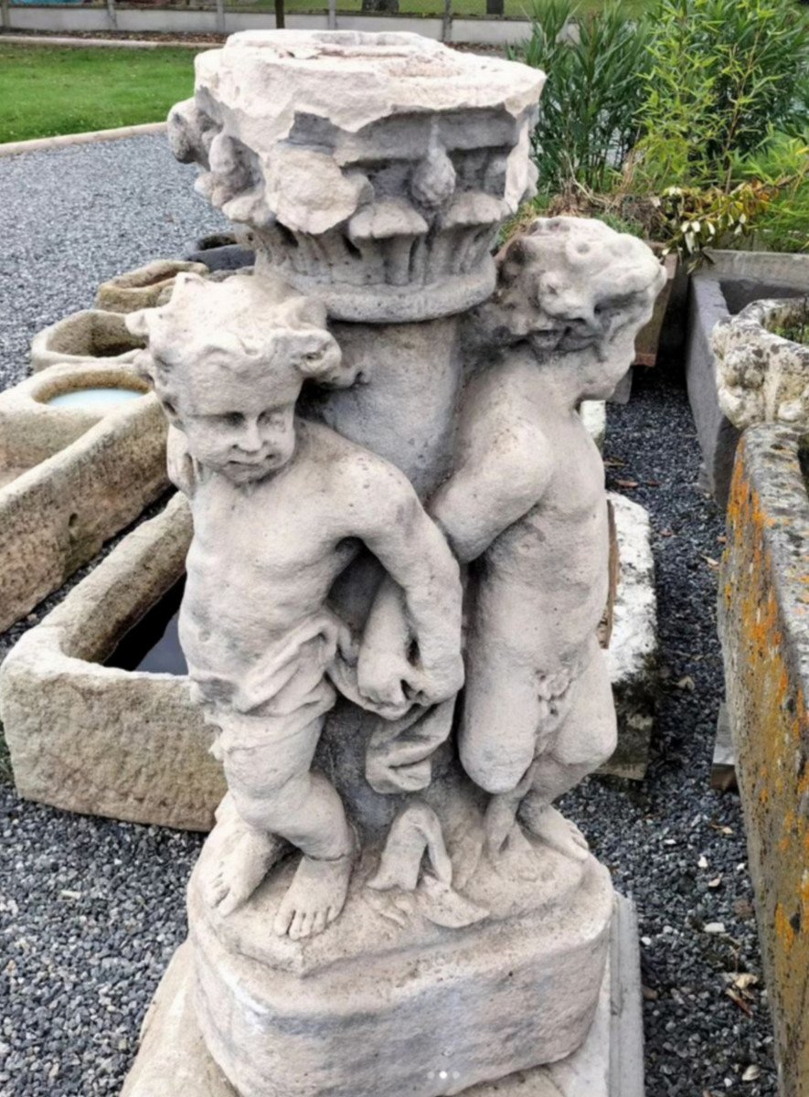 Carved Stone Fountain Base, France, Circa 1750-photo-4