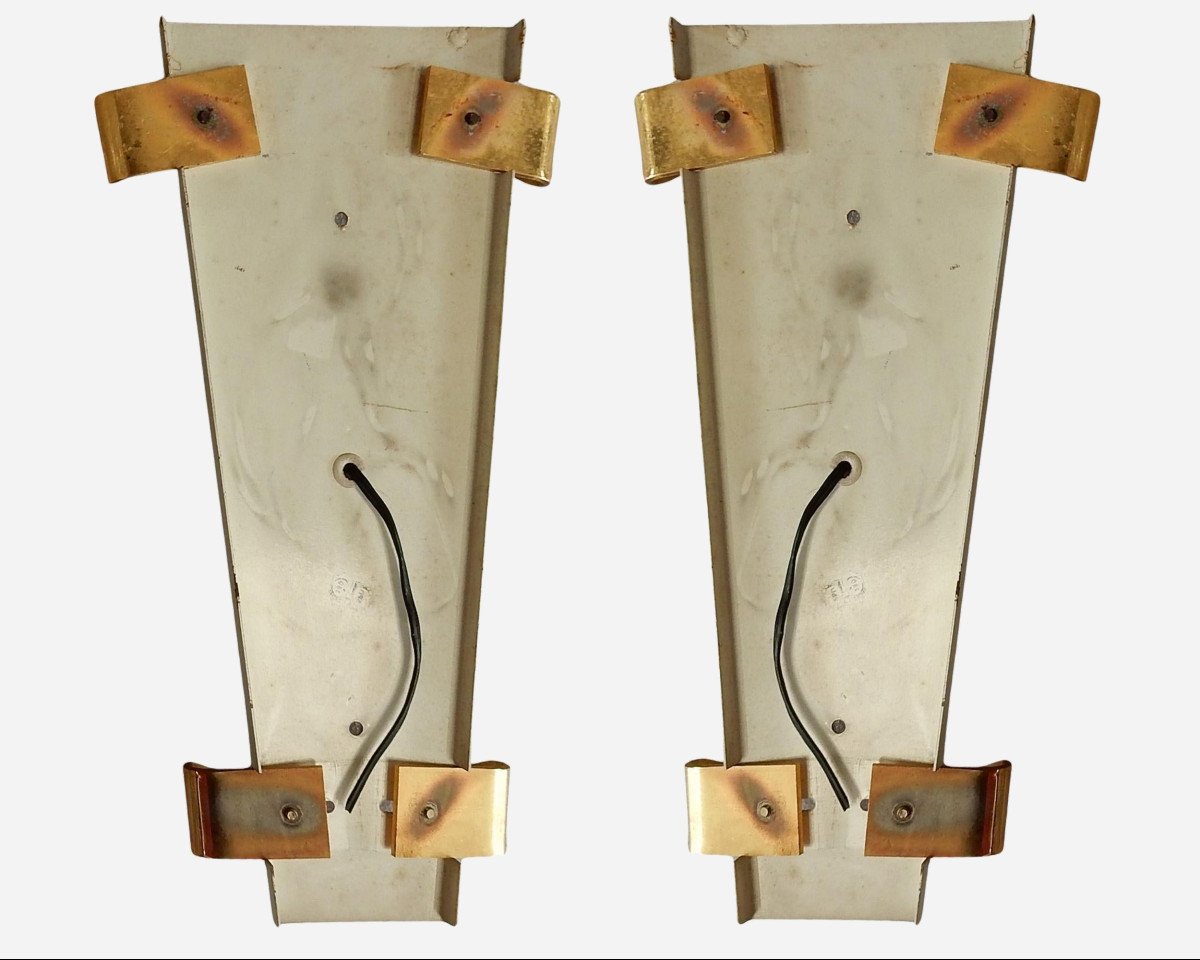 Pair Of Glass Lighting Sconces, Editions Maison Arlus, Paris, France, Circa 1960-photo-1