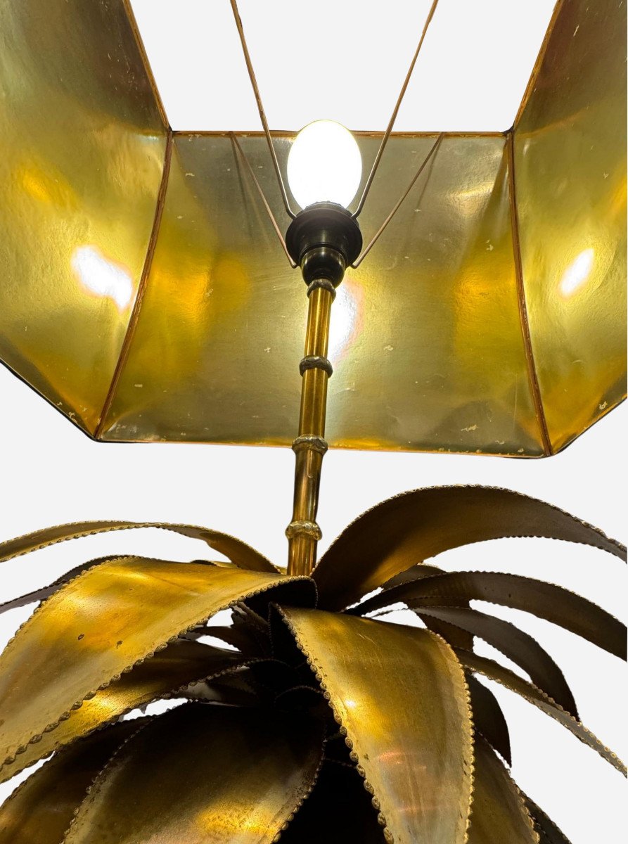 Pair Of “agave” Lamps, By Christian Techouyeres, Ed. Maison Jansen, Paris, France Circa 1970-photo-1