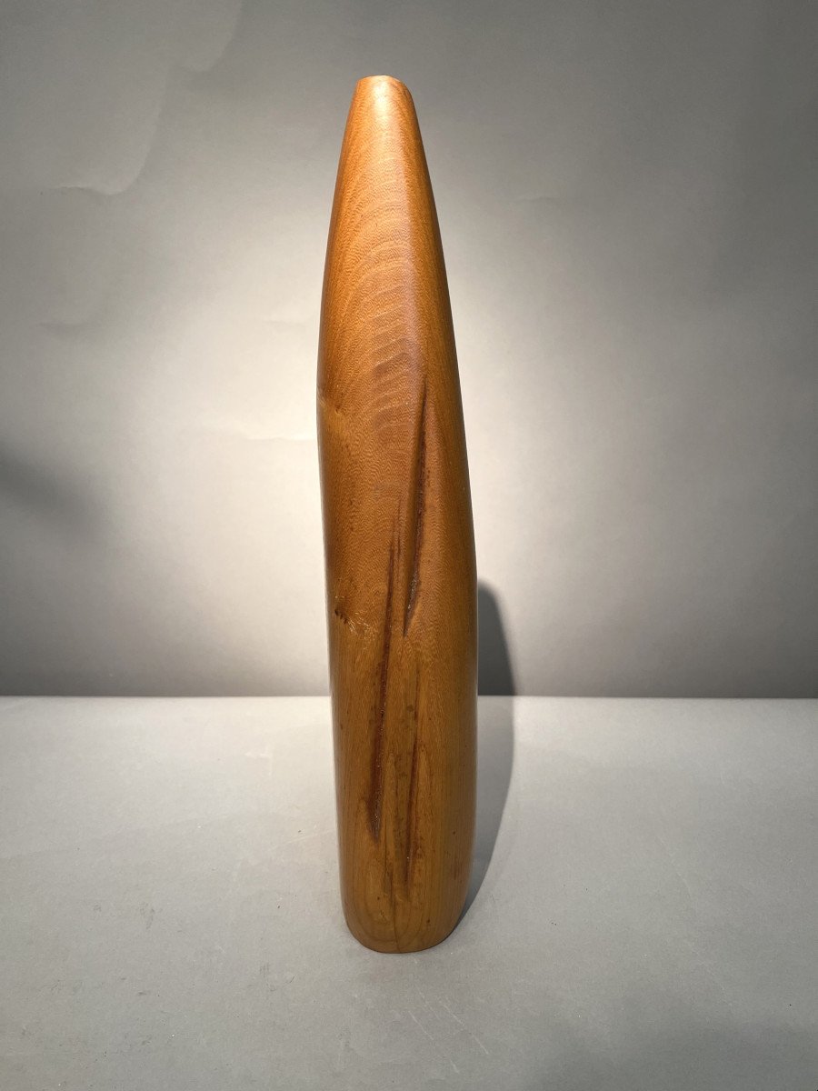 Vase Soliflore En Bois Sculpté, France, Vers 1960-photo-2