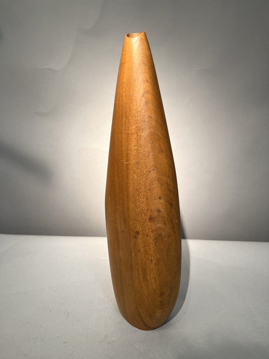 Vase Soliflore En Bois Sculpté, France, Vers 1960-photo-4