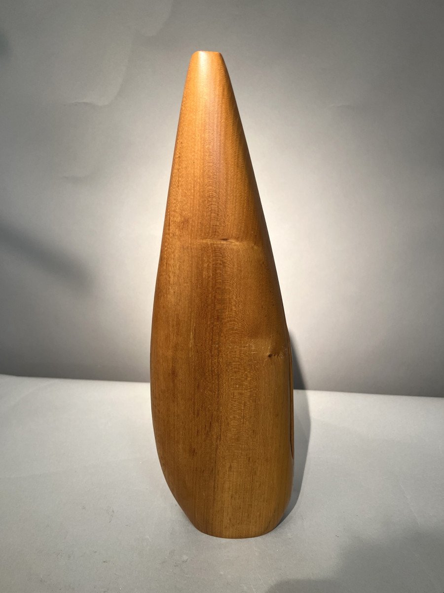 Vase Soliflore En Bois Sculpté, France, Vers 1960-photo-1