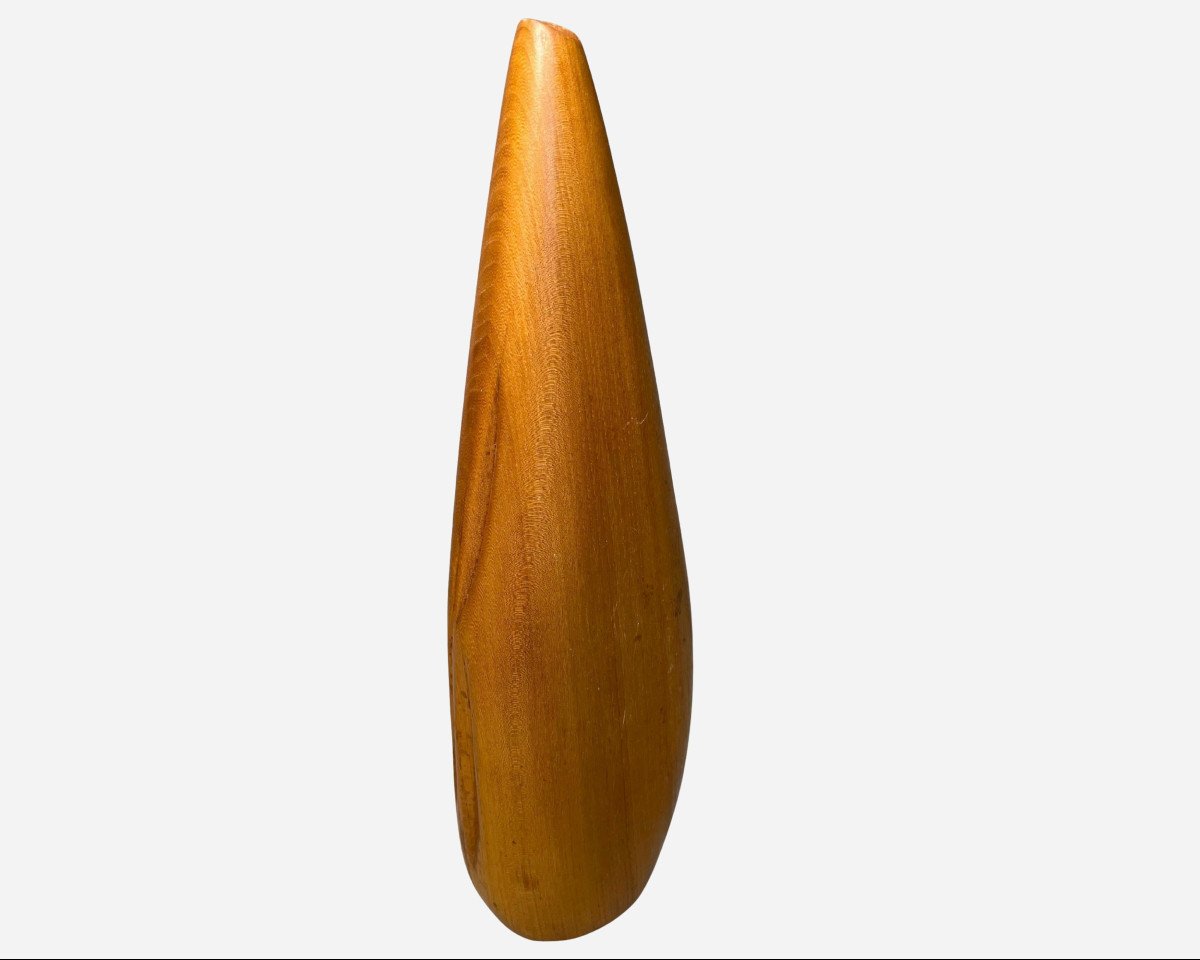 Vase Soliflore En Bois Sculpté, France, Vers 1960