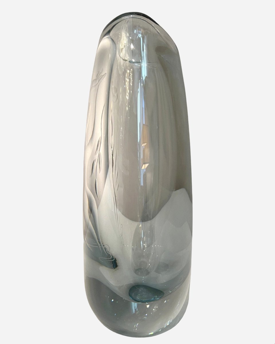 Vase En Verre Gravé, éditions Orrefors, Suède, Vers 1950-photo-3