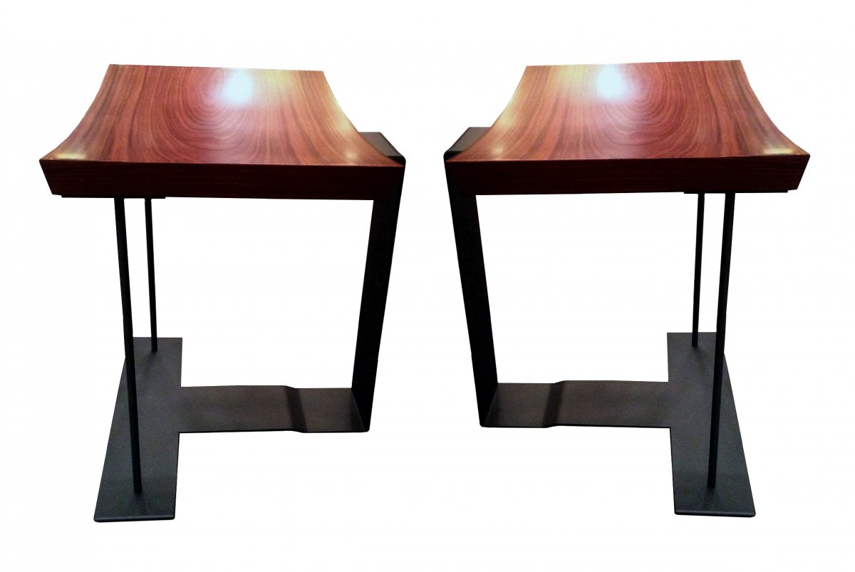 Two End Of 20th Century "t 1927" Stools By Pierre Chareau, Edited By Ecart International-photo-5