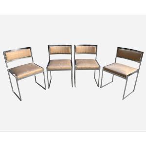 Set Of Four Chairs, Willy Rizzo, Italy, Circa 1970