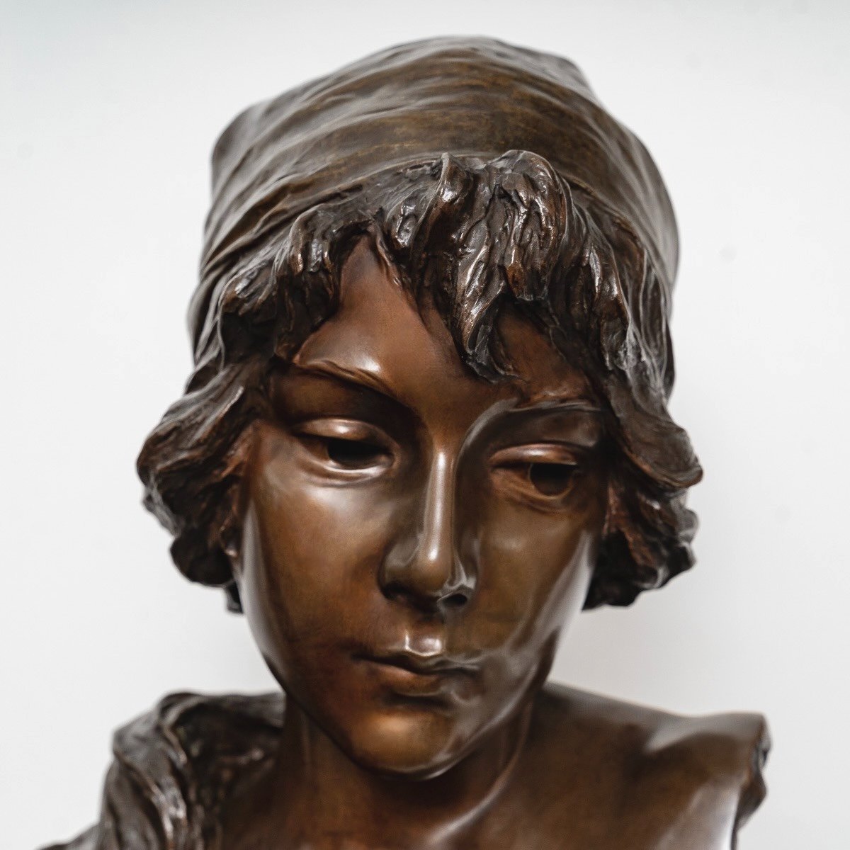 Bust In Bronze " Mignon " , Emmanuel Villanis (1858-1914)-photo-4