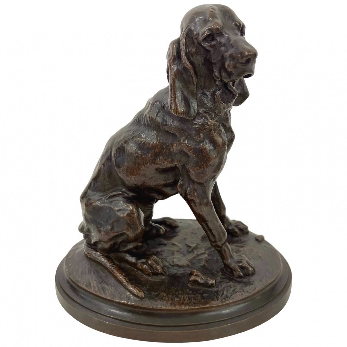 Sculpture – “ Druid ” Dog , Jules Bertrand Gélibert (1834 -1916) – Bronze-photo-2