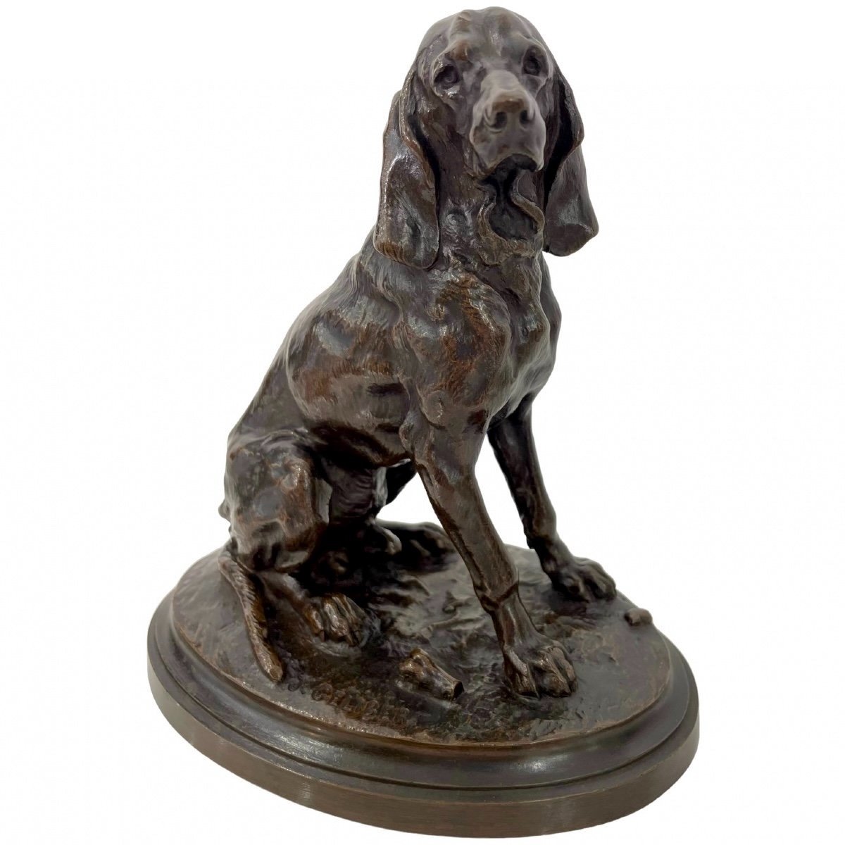 Sculpture – “ Druid ” Dog , Jules Bertrand Gélibert (1834 -1916) – Bronze