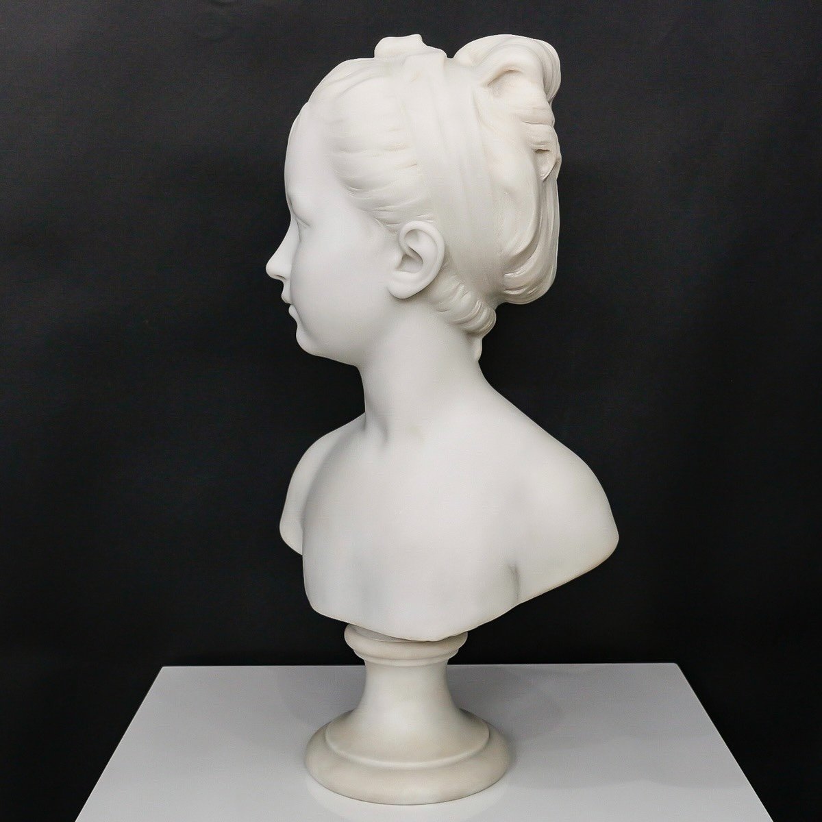 Bust Of Marie-louise Brongniart , Jean-antoine Houdon (1741-1828) - Carrara Marble-photo-3