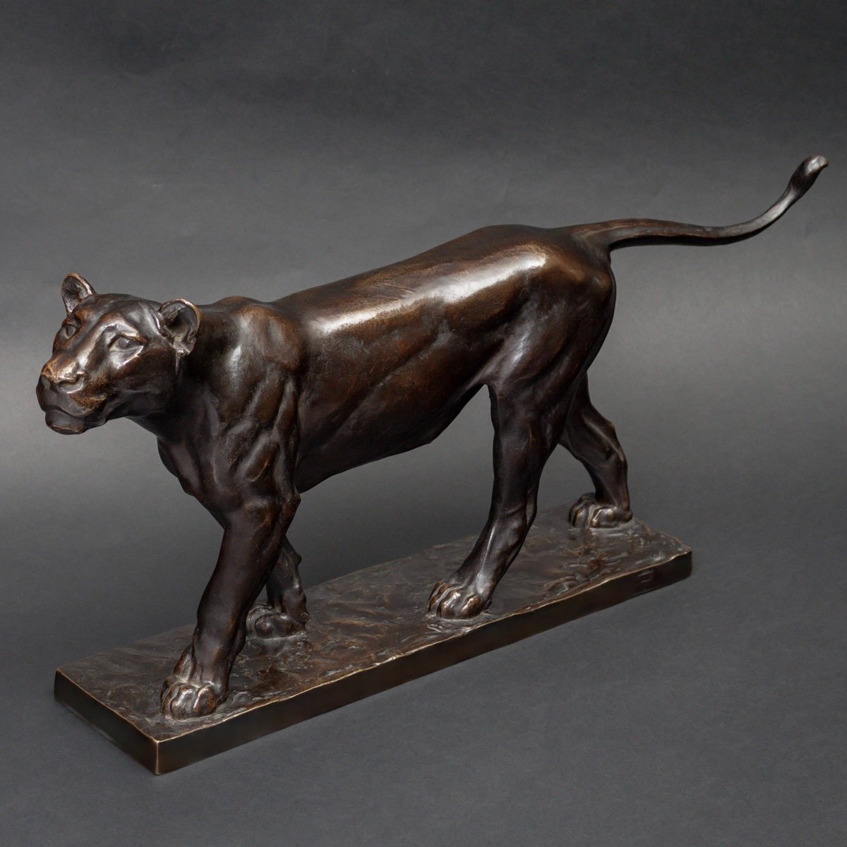 Sculpture - Marching Lioness , Johannes Darsow (1877-1946) - Bronze