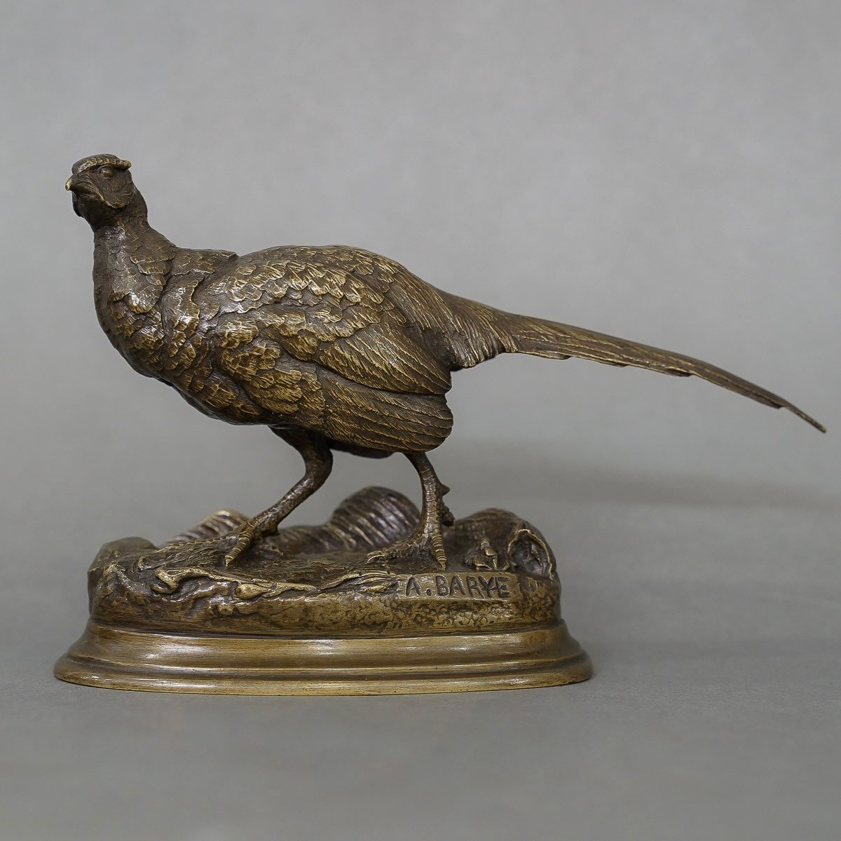 Sculpture - Pheasant , Alfred Barye (1839-1895) - Bronze-photo-1