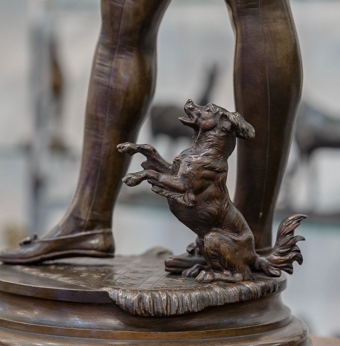 Sculpture - The Dog Trainer , Vincent Désiré Faure De Broussé (1843-1908) - Bronze-photo-1