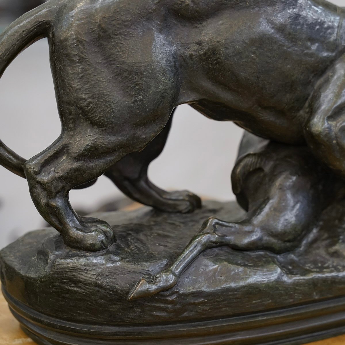 Bronze Group " Tiger Surprising An Antelope " , Antoine - Louis Barye (1795 - 1875) -photo-2