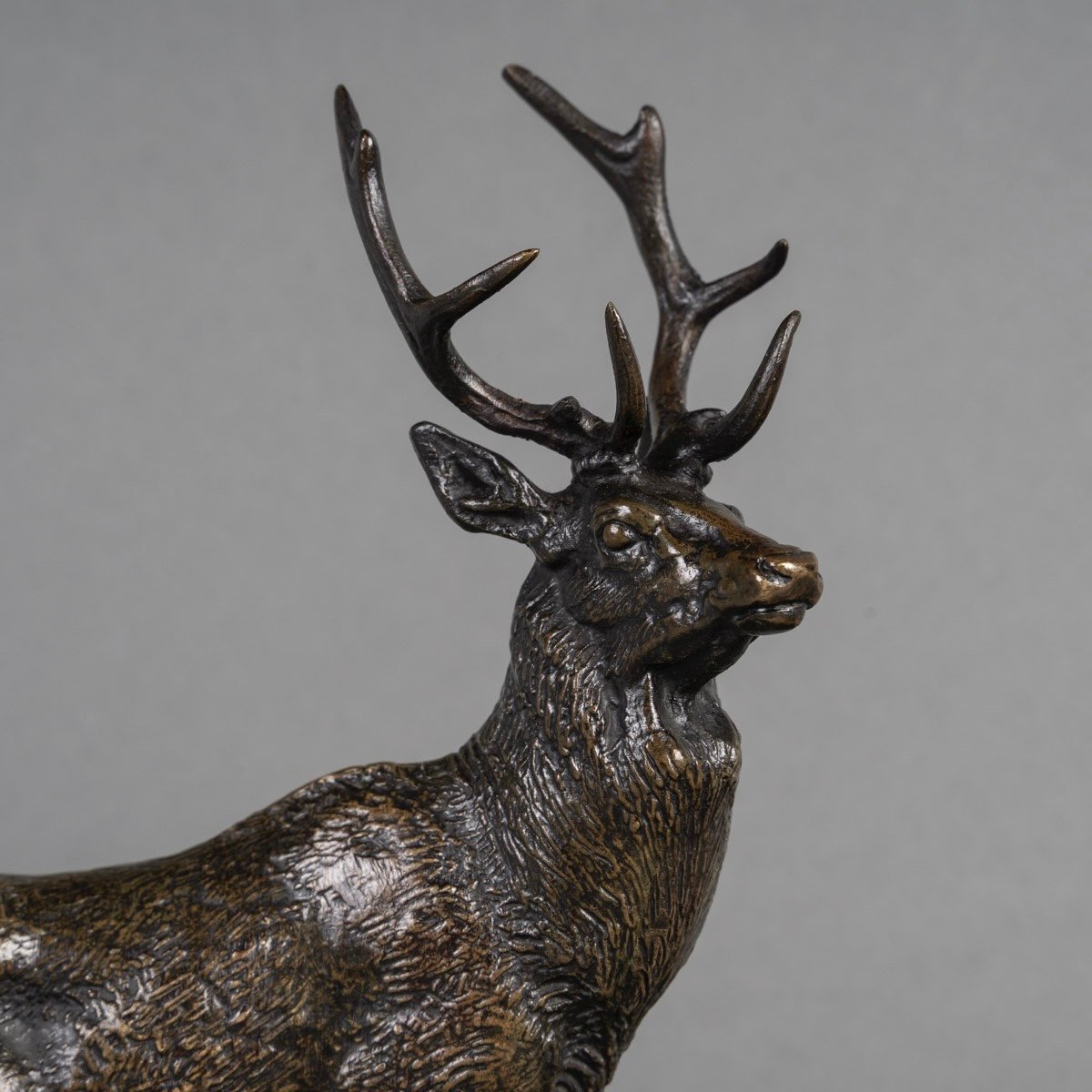 Sculpture - Listening Deer 1838 ,  Antoine-louis Barye (1795-1875) - Bronze-photo-2