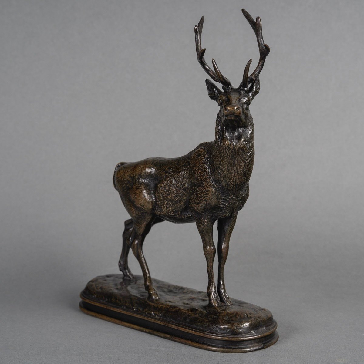 Sculpture - Listening Deer 1838 ,  Antoine-louis Barye (1795-1875) - Bronze-photo-3