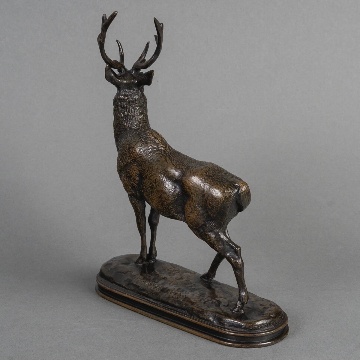 Sculpture - Listening Deer 1838 ,  Antoine-louis Barye (1795-1875) - Bronze-photo-2