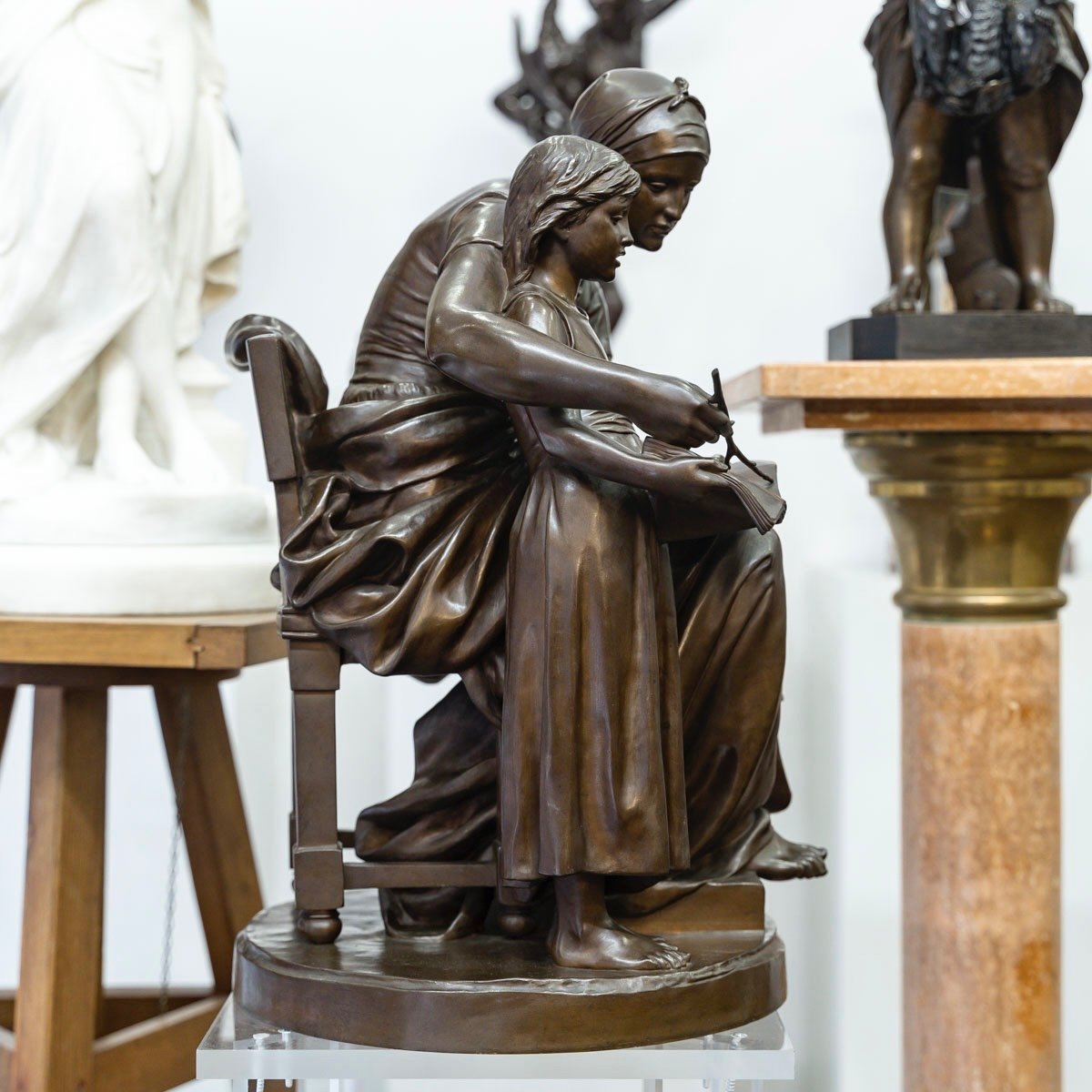 Groupe En Bronze , L' Éducation Maternelle , Eugène Delaplanche (1836-1891)-photo-4