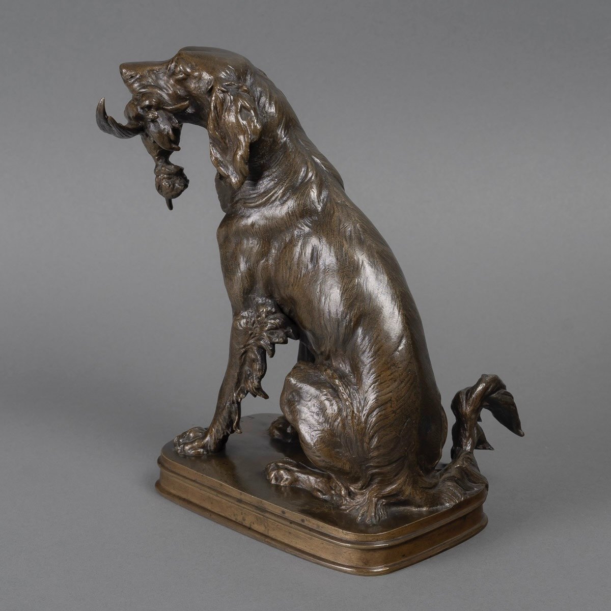 Sculpture - Chien Au Canard , Ferdinand Pautrot (1832 - 1874) - Bronze-photo-3