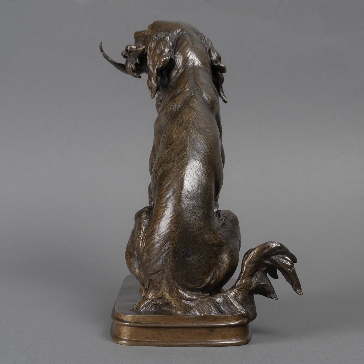 Sculpture - Chien Au Canard , Ferdinand Pautrot (1832 - 1874) - Bronze-photo-1